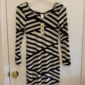 NWT black and cream striped dress